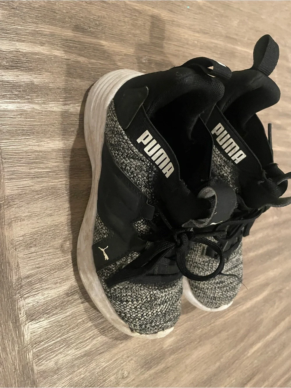 Puma Black and Gray Knit Training Sneakers